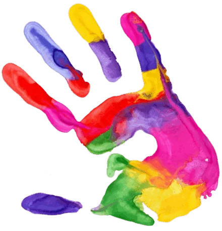 We Love With Care handprint emblem